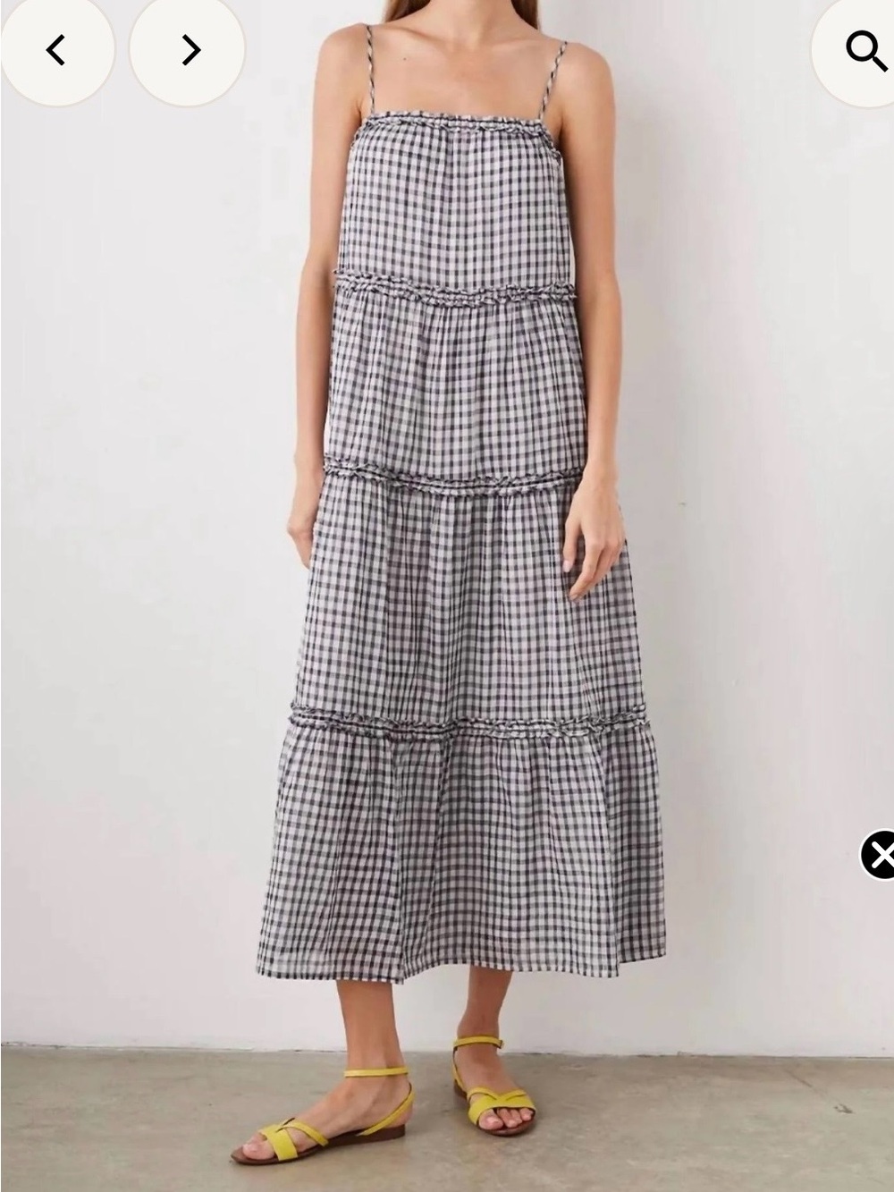 Rails Navy and White Gingham Tiered Maxi Dress